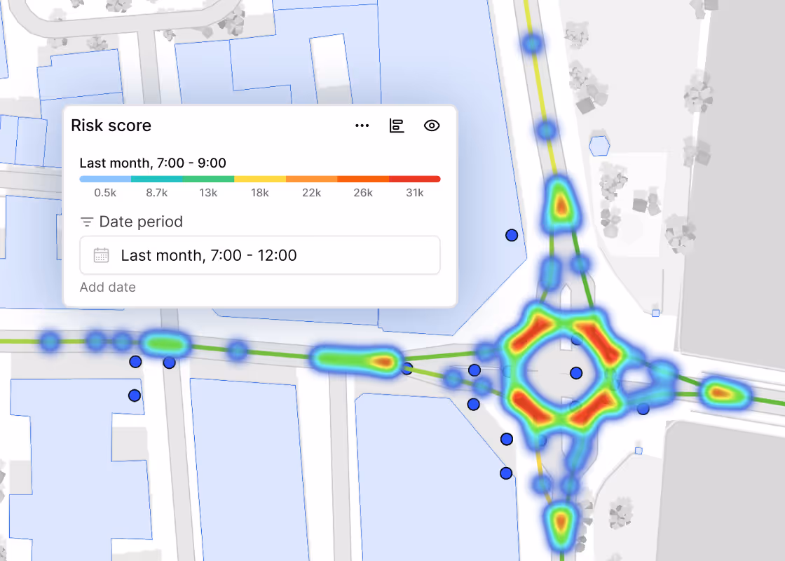 A UI display showcasing Safety & Road Monitoring
